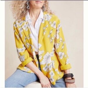 Anthropologie Cleobella Freesia Yellow Floral Blazer